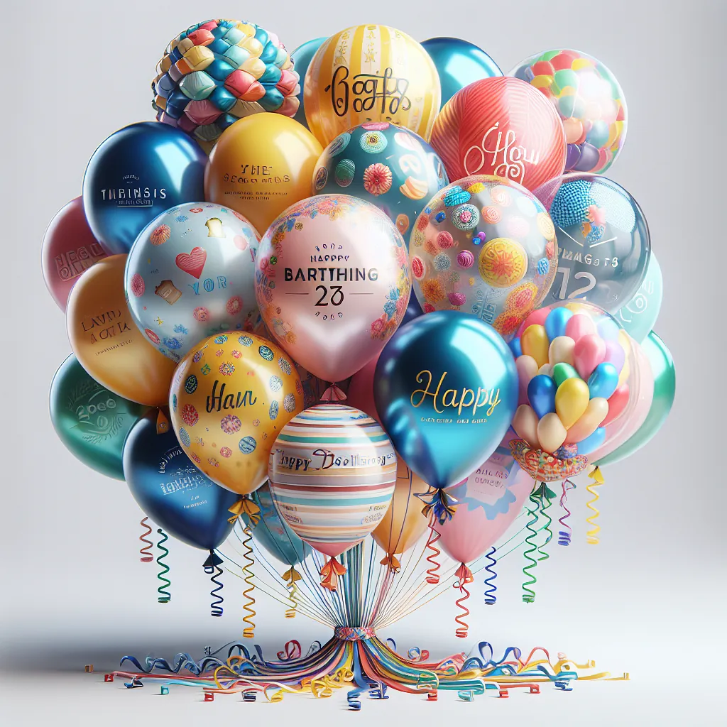 Realistic stock image of personalized latex balloons